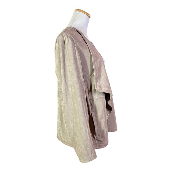 J. Jill Size L Taupe Open-Front Faux Suede Jacket - Picture 7 of 10